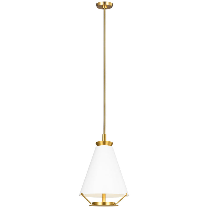 Ultra Light LED Tall Pendant - Matte White/Burnished Brass