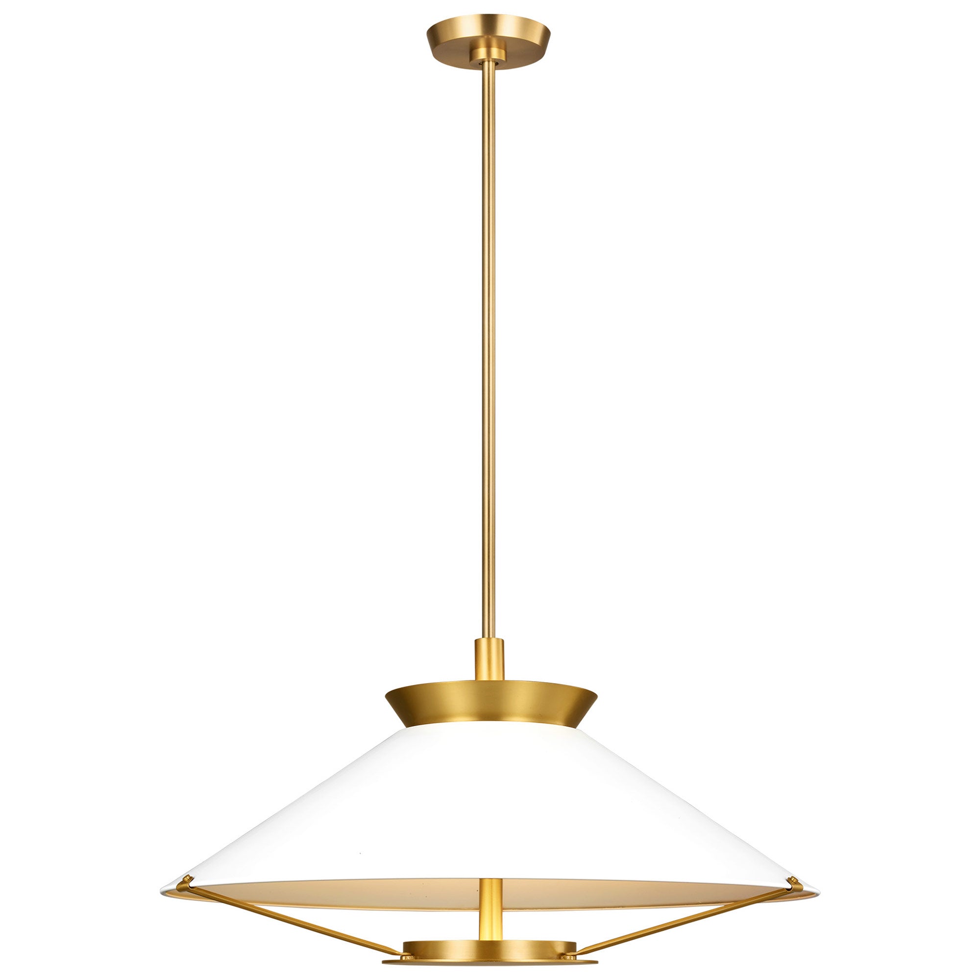 Ultra Light LED Wide Pendant - Matte White/Burnished Brass