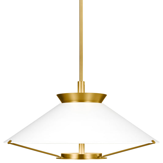 Ultra Light LED Wide Pendant - Matte White/Burnished Brass