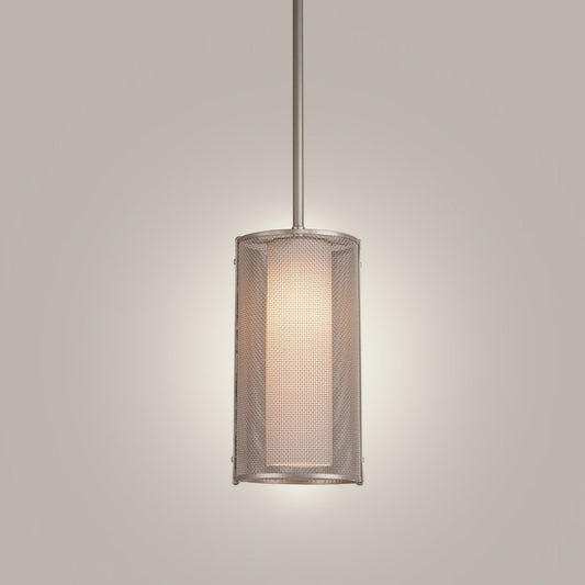 Uptown Mesh Pendant Light - Metallic Beige Silver/Frosted Glass