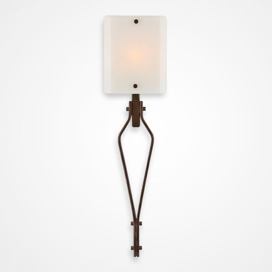 Urban Loft Angle Glass Wall Sconce - Oil Rubbed Bronze/Ivory Wisp