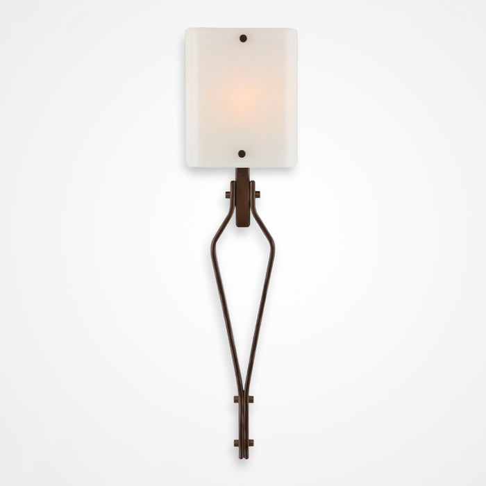 Urban Loft Angle Glass Wall Sconce - Oil Rubbed Bronze/Ivory Wisp