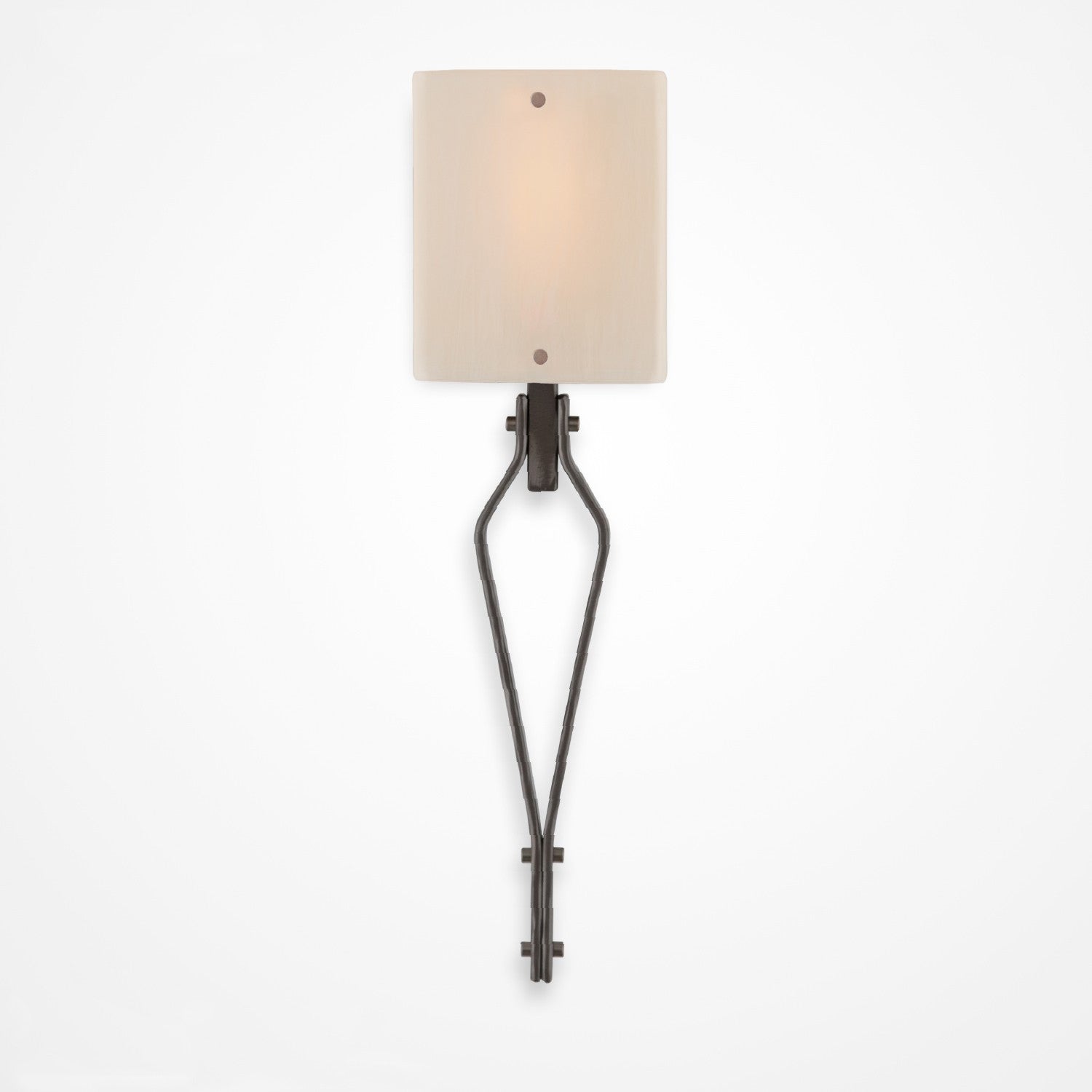 Urban Loft Angle Glass Wall Sconce - Satin Nickel/Ivory Wisp