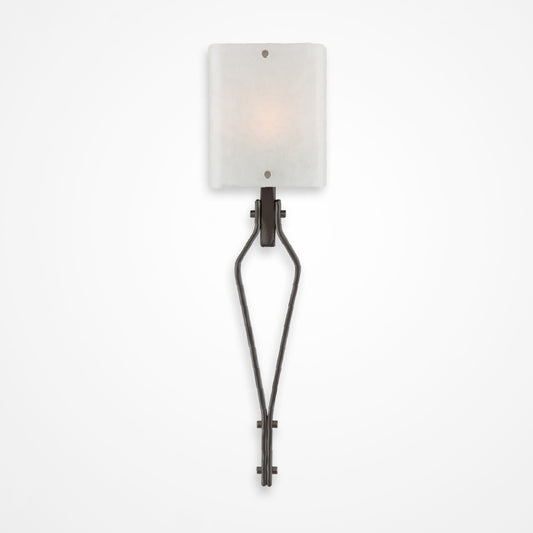 Urban Loft Angle Glass Wall Sconce - Satin Nickel/Frosted Granite