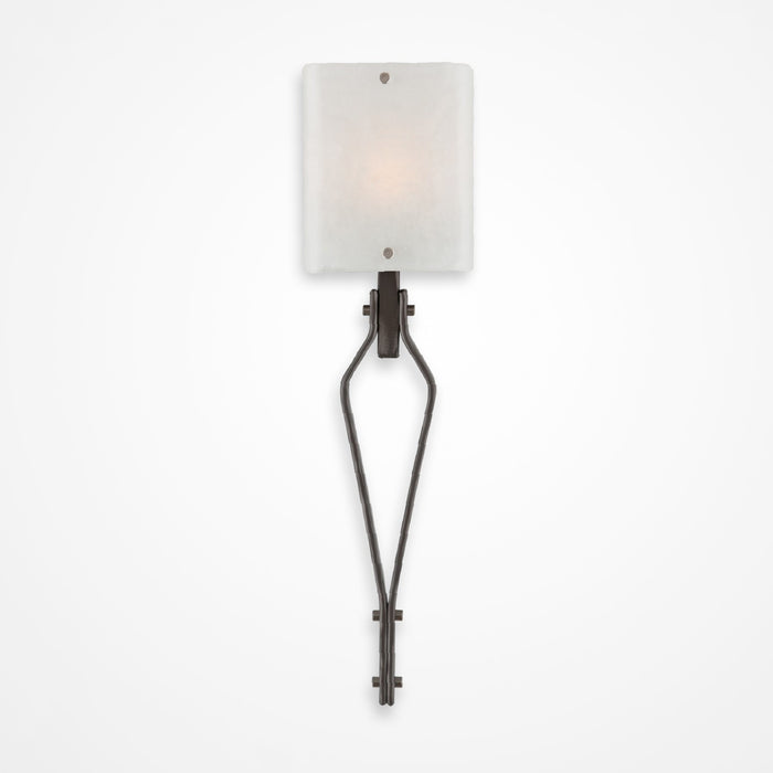 Urban Loft Angle Glass Wall Sconce - Satin Nickel/Frosted Granite