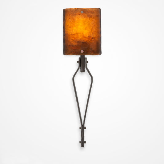 Urban Loft Angle Glass Wall Sconce - Satin Nickel/Bronze Granite