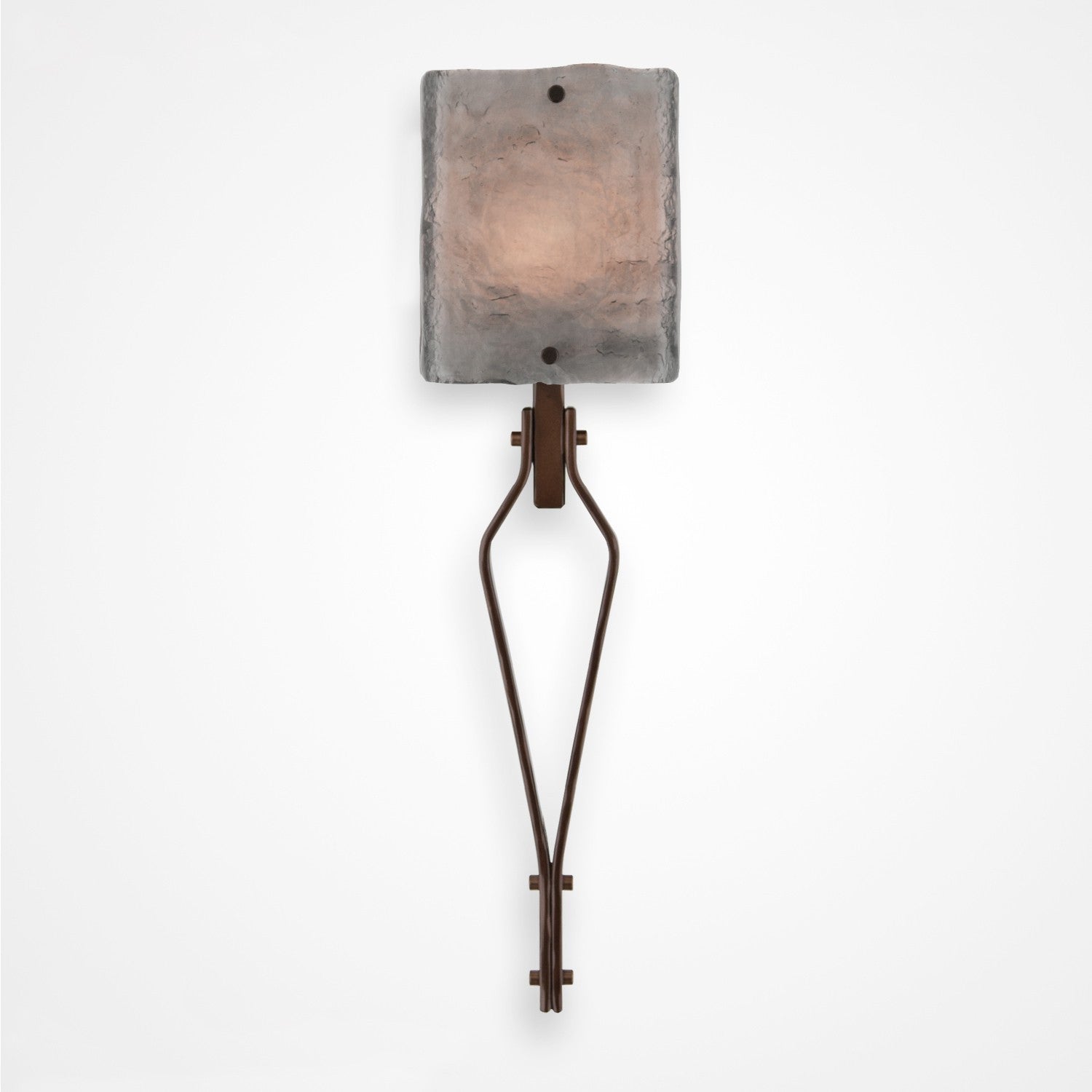 Urban Loft Angle Glass Wall Sconce - Satin Nickel/Smoke Granite