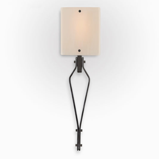 Urban Loft Angle Glass Wall Sconce - Gunmetal/Ivory Wisp
