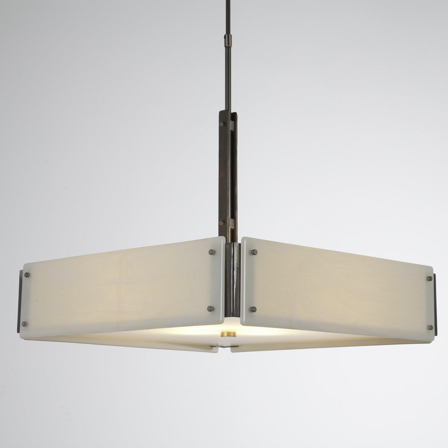 Urban Loft Square Chandelier - Satin Nickel/Ivory Wisp