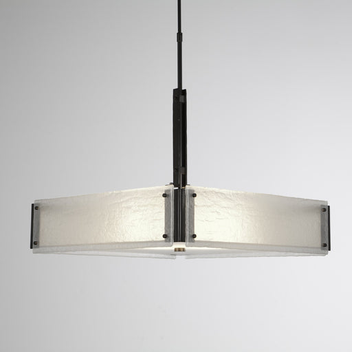 Urban Loft Square Chandelier - Gunmetal/Frosted Granite