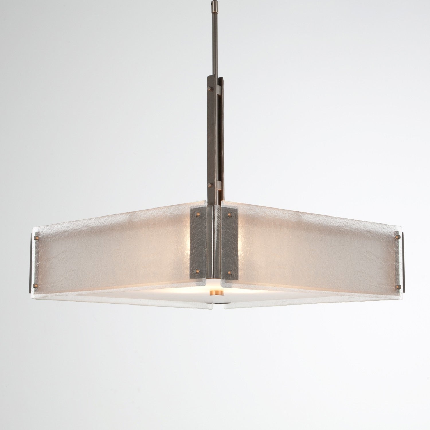 Urban Loft Square Chandelier - Satin Nickel/Frosted Granite