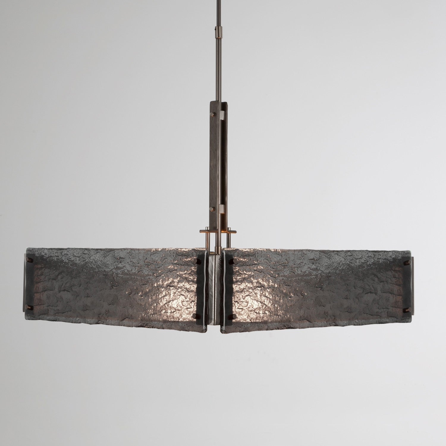 Urban Loft Square Chandelier - Satin Nickel/Smoke Granite