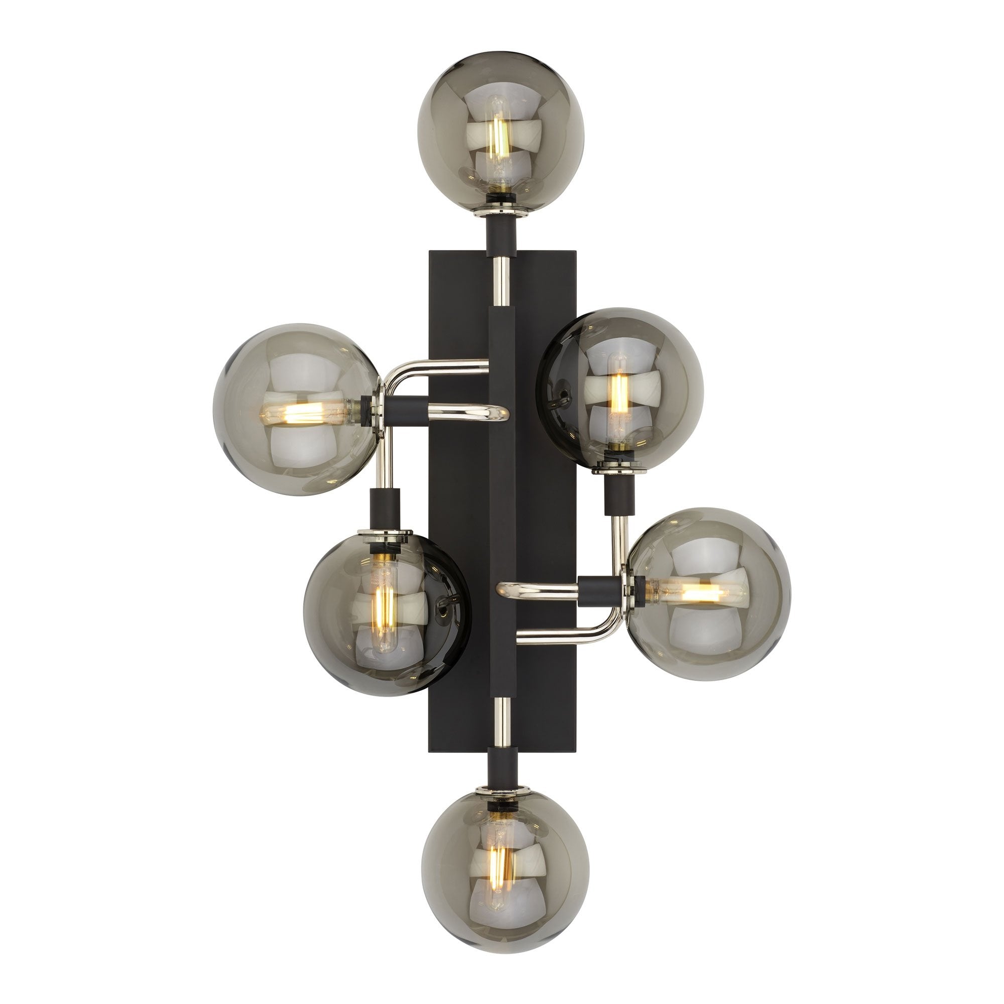 Viaggio Wall Sconce - Smoke/Polished Nickel Finish