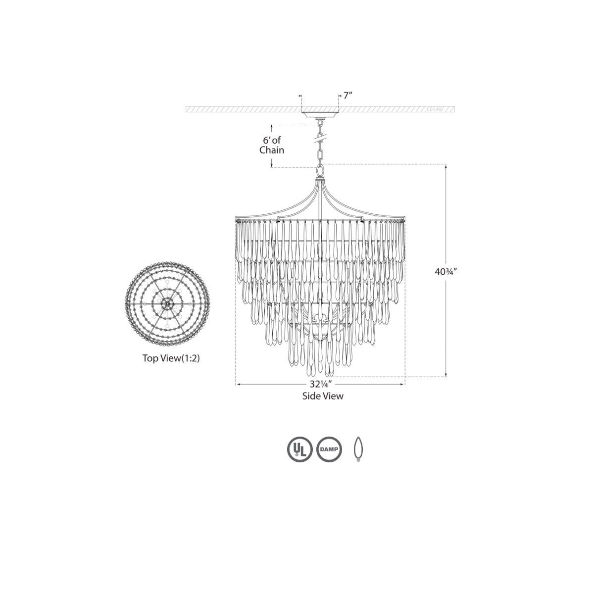 Vacarro Large Chandelier - Diagram