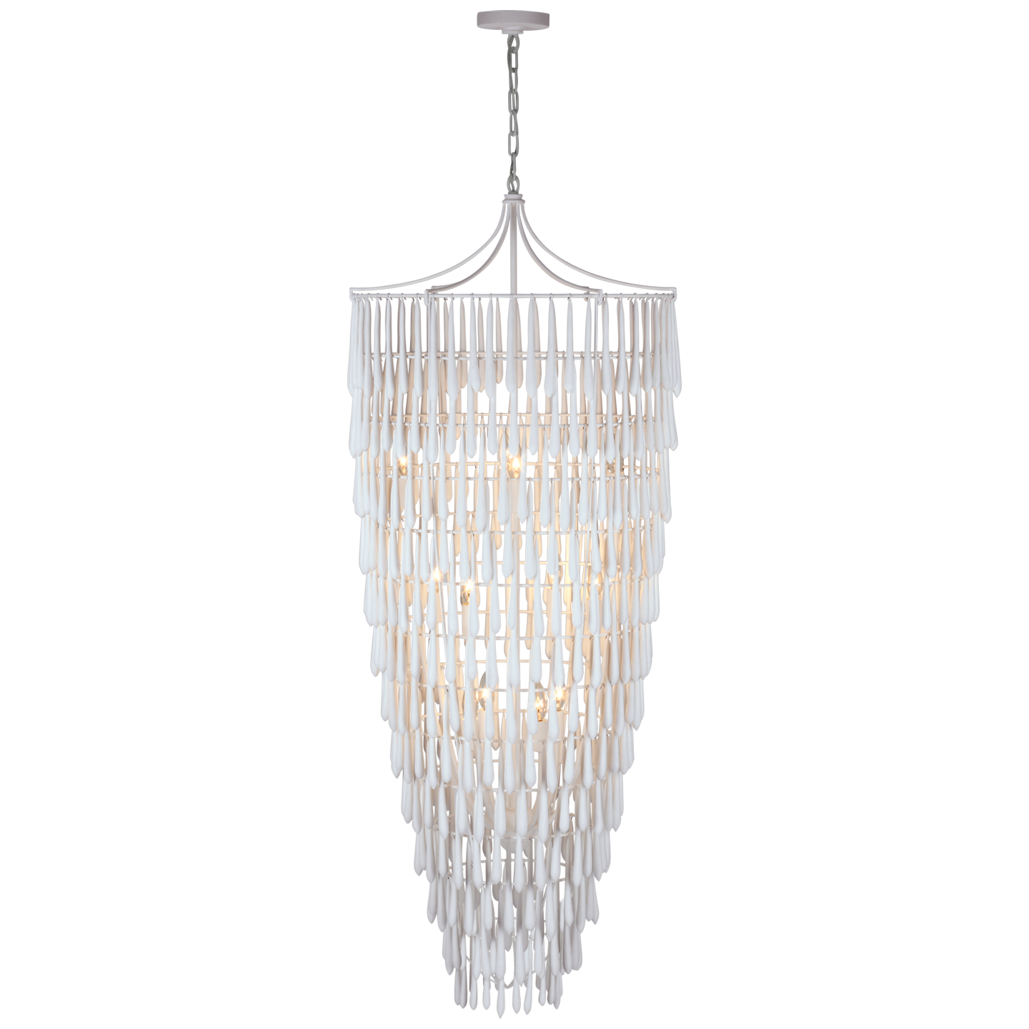 Vacarro Tall Cascading Chandelier - Plaster White Finish