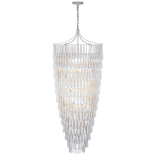 Vacarro Tall Cascading Chandelier - Plaster White Finish