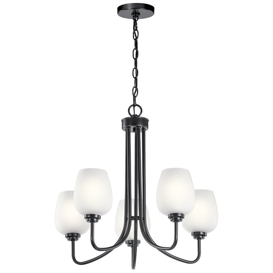 Valserrano 5-Light Chandelier - Etched Glass/Black Finish