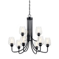 Load image into Gallery viewer, Valserrano 9-Light Chandelier - Seeded Glass/Black Finish
