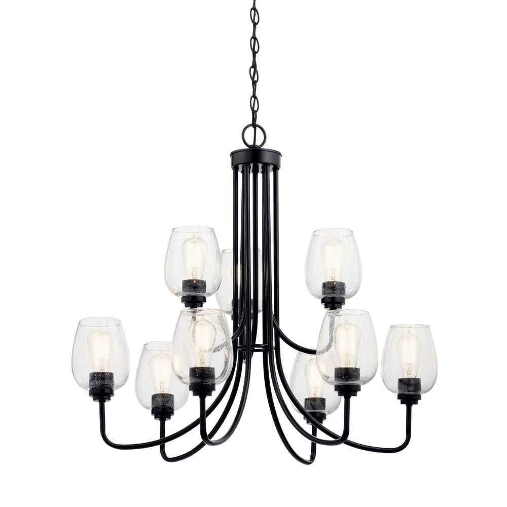 Valserrano 9-Light Chandelier - Seeded Glass/Black Finish