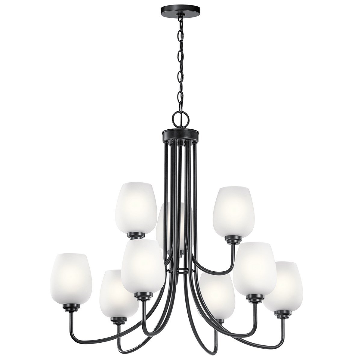 Valserrano 9-Light Chandelier - Etched Glass/Black Finish