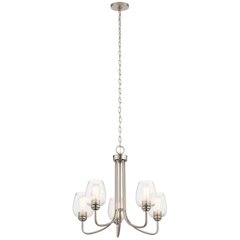 Valserrano 5Light Chandelier - Seeded Glass/Brushed Nickel Finish