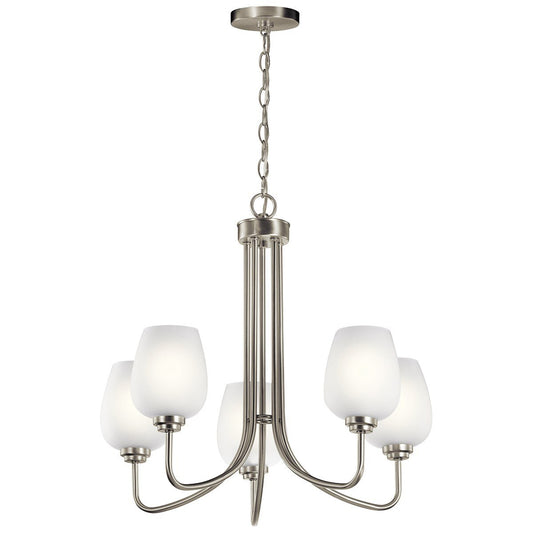 Valserrano 5-Light Chandelier - Etched Glass/Brushed Nickel Finish