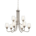 Load image into Gallery viewer, Valserrano 9-Light Chandelier - Seeded Glass/Brushed Nickel Finish
