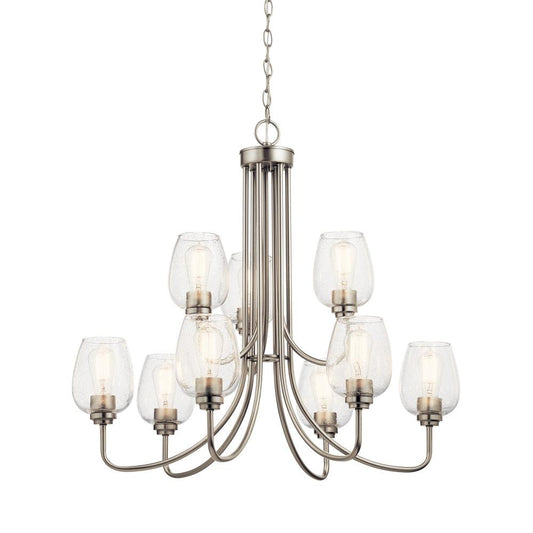 Valserrano 9-Light Chandelier - Seeded Glass/Brushed Nickel Finish