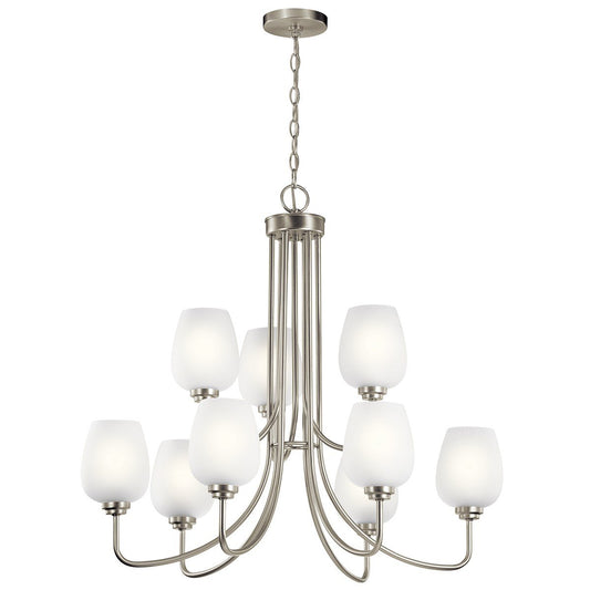 Valserrano 9-Light Chandelier - Etched Glass/Brushed Nickel Finish