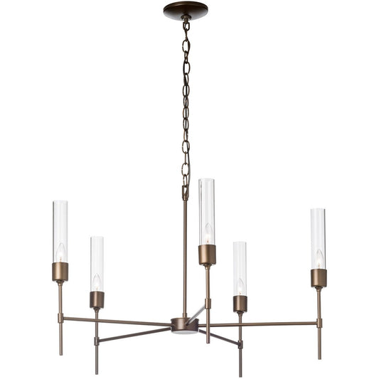 Vela 5 Arm Chandelier - Bronze/Clear Glass
