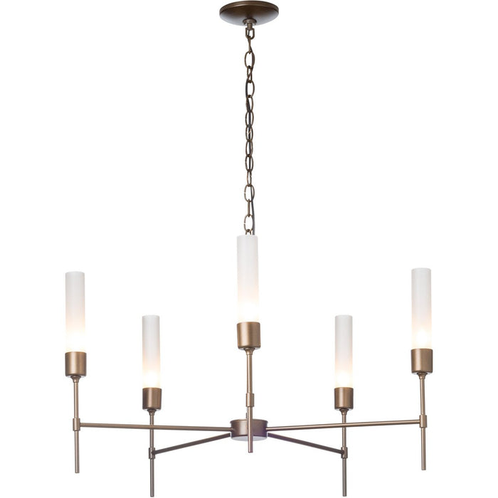 Vela 5 Arm Chandelier - Bronze/Frosted Glass