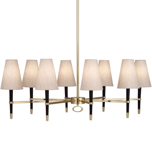 Ventana Oval Chandelier - Antique Brass & Ebony Wood