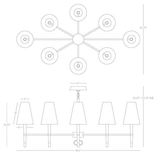 Ventana Oval Chandelier - Diagram