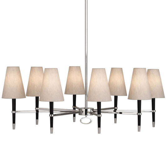 Ventana Oval Chandelier - Polished Nickel & Ebony Wood