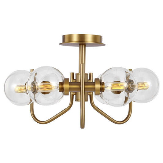 Verne Semi-Flush Mount - Burnished Brass Finish