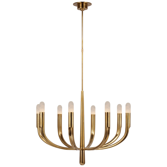 Verso Large Chandelier - Antique-Burnished Brass Finish/Alabaster