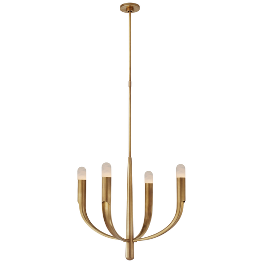 Verso Small Chandelier - Alabaster/Antique-Burnished Bass Finish