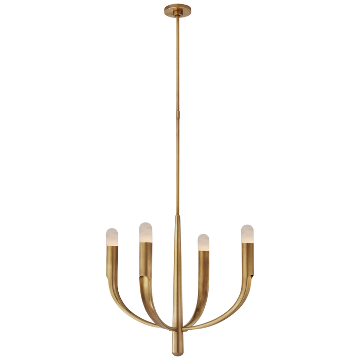 Verso Small Chandelier - Alabaster/Antique-Burnished Bass Finish