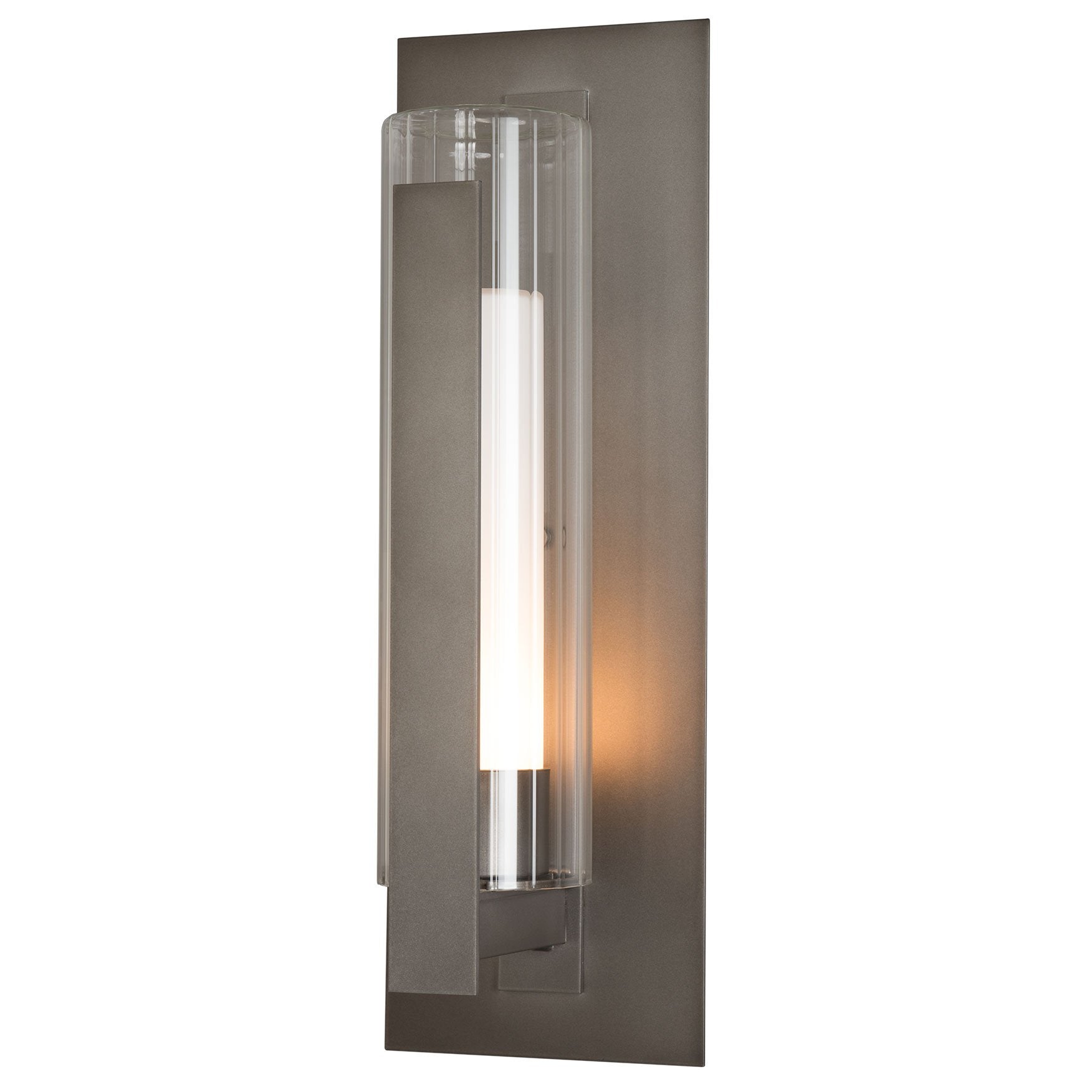 Vertical Bar Fluted Large Outdoor Wall Sconce - Coastal Dark Smoke Finish