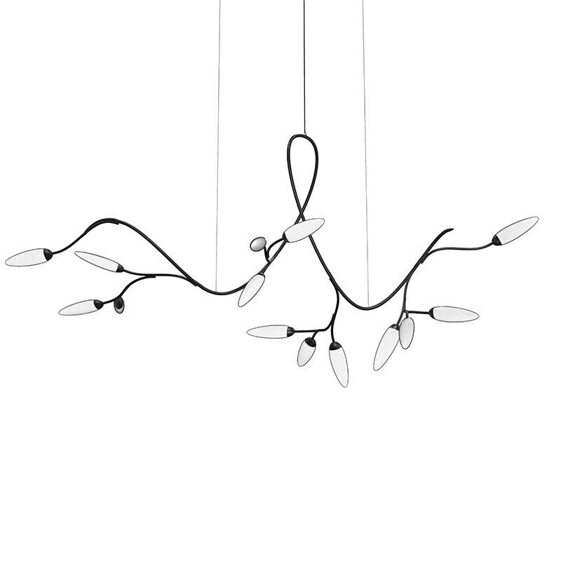 Vines Small Linear Pendant - Satin Black Finish