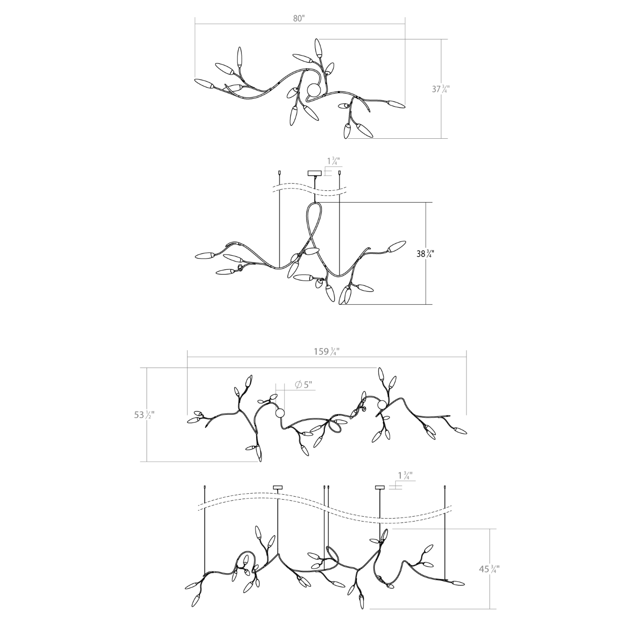 Vines Linear Pendant - Diagram