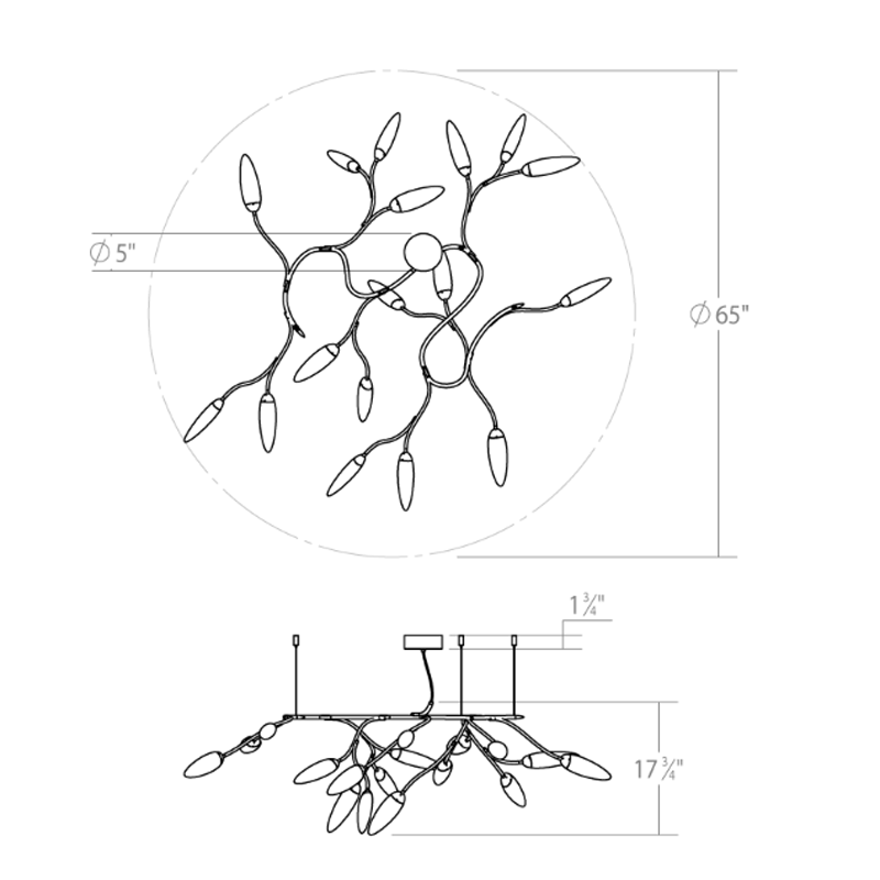 Vines Semi Flush Mount - Diagram