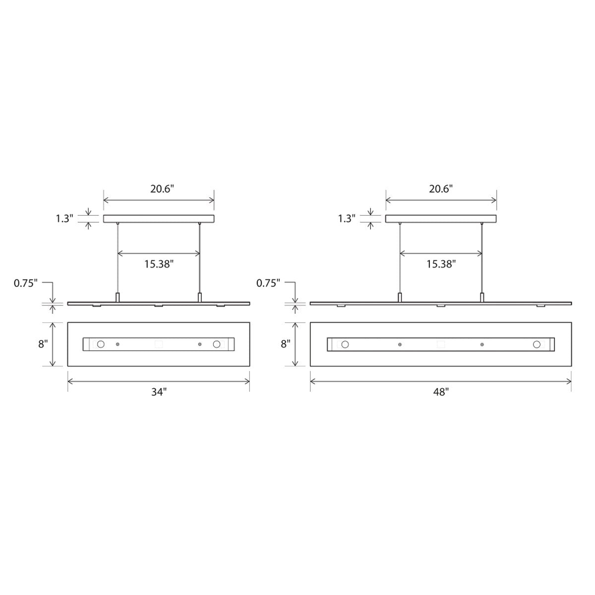 Vix LED Linear Pendant - Diagram