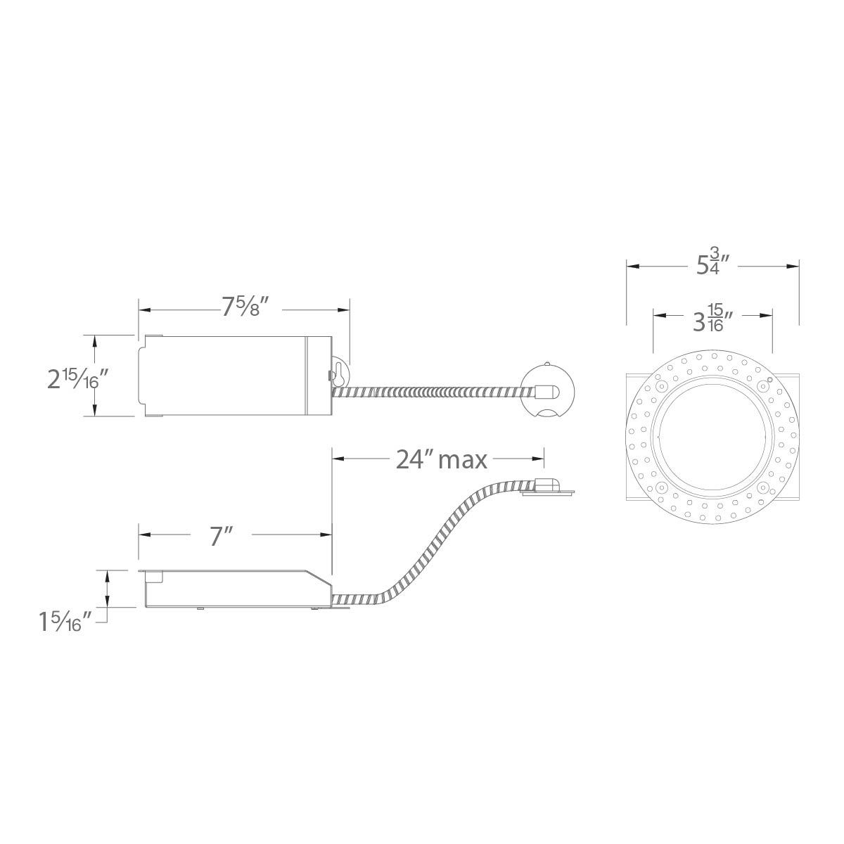 Volta 2″ Remodel Housing Invisible Trim Round - Diagram