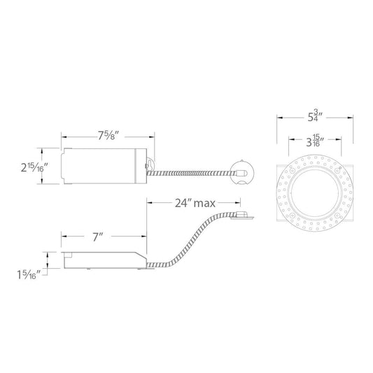 Volta 2″ Remodel Housing Invisible Trim Round - Diagram