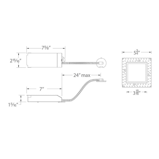 Volta 2″ Remodel Housing Invisible Trim Square - Diagram