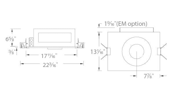 Volta 4.5″ New Construction Housing Trim Round - Diagram