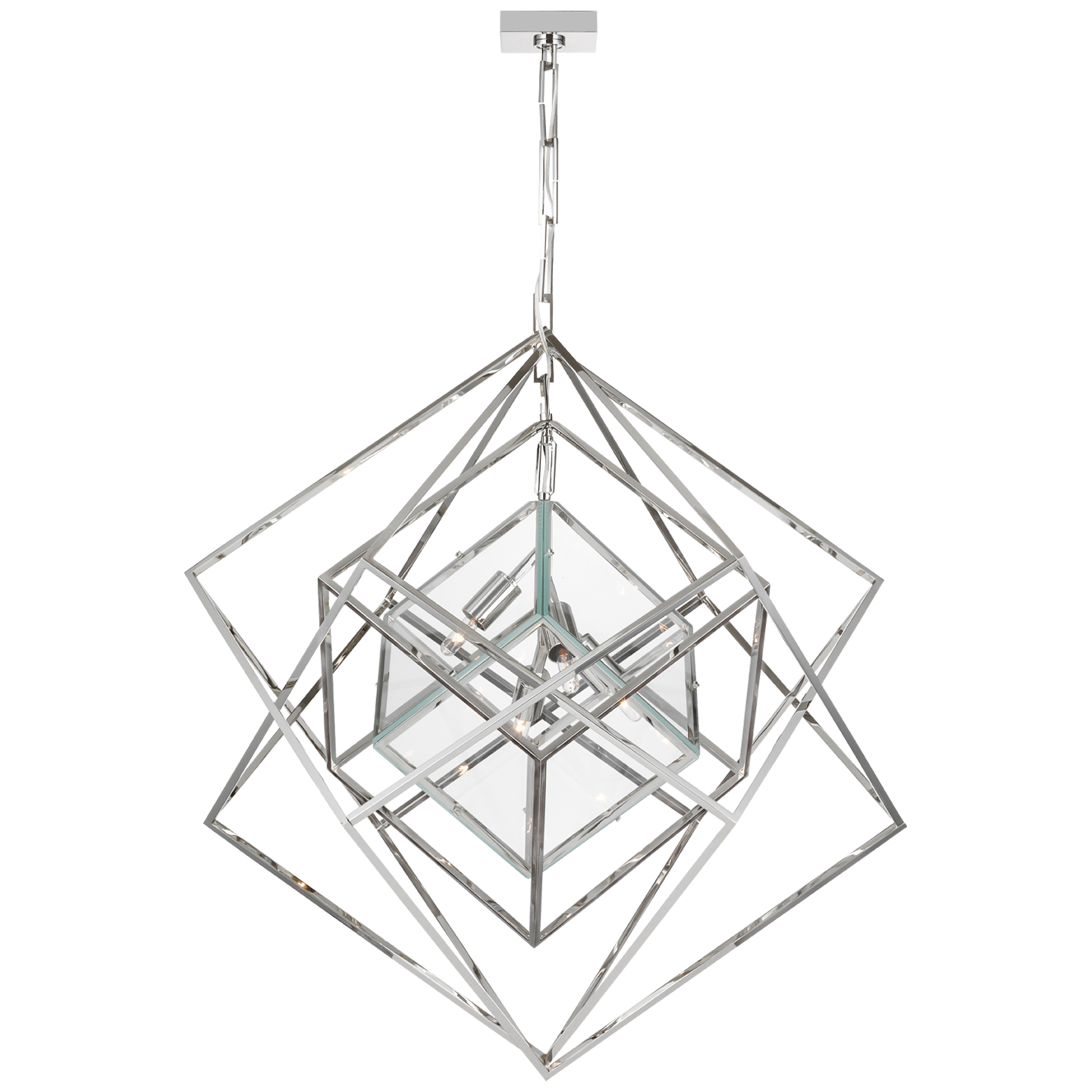 Cubist Medium Chandelier Polished Nickel Finish