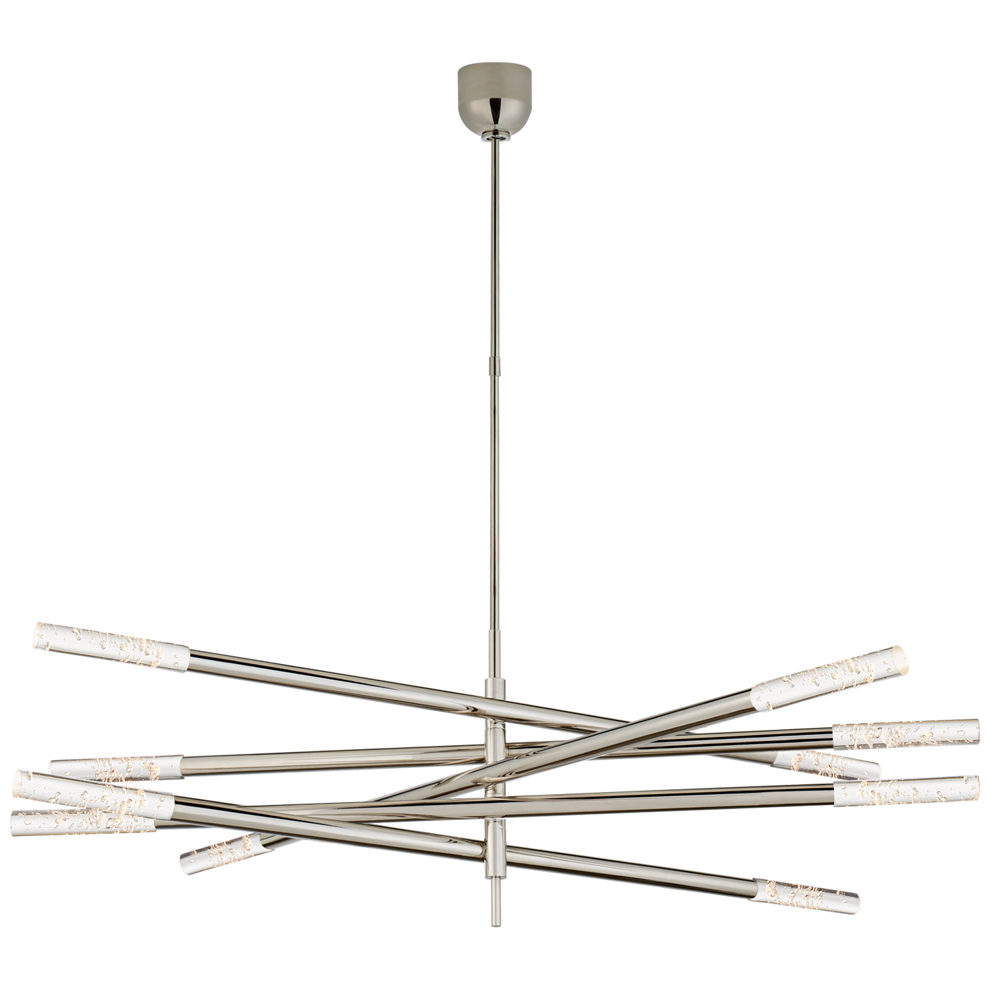 Rousseau Grande Articulating Chandelier - Polished Nickel Finish/Seeded Glass