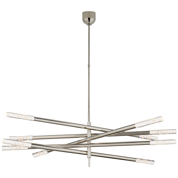 Rousseau Grande Articulating Chandelier - Polished Nickel Finish/Seeded Glass